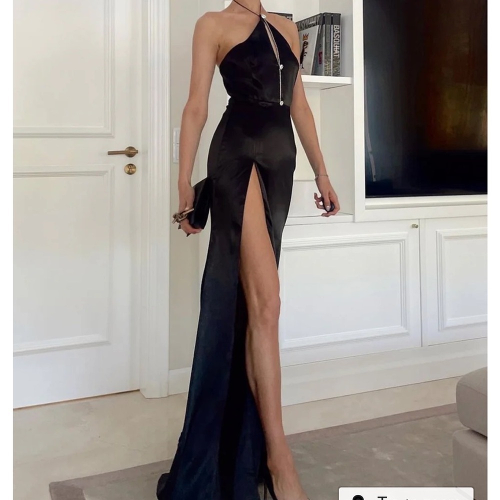 Elegant Black Halter Dress